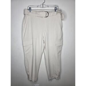 Banana Republic creamy white belted tapered leg cargo pants - 12P 12 petite
